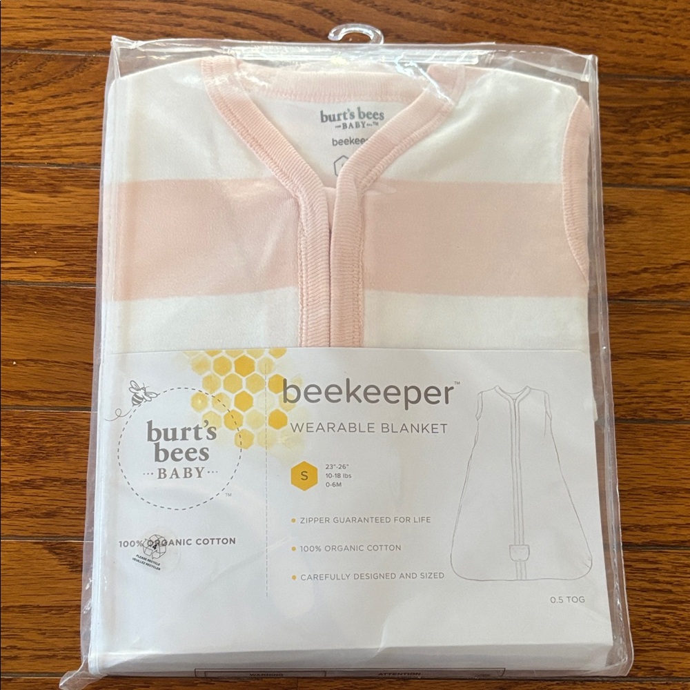 Burt's Bees Baby Pink and White Beekeeper Blanket